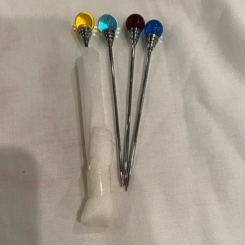 Vintage food metal silver Multicolor martini cocktail picks. yellow purple blue